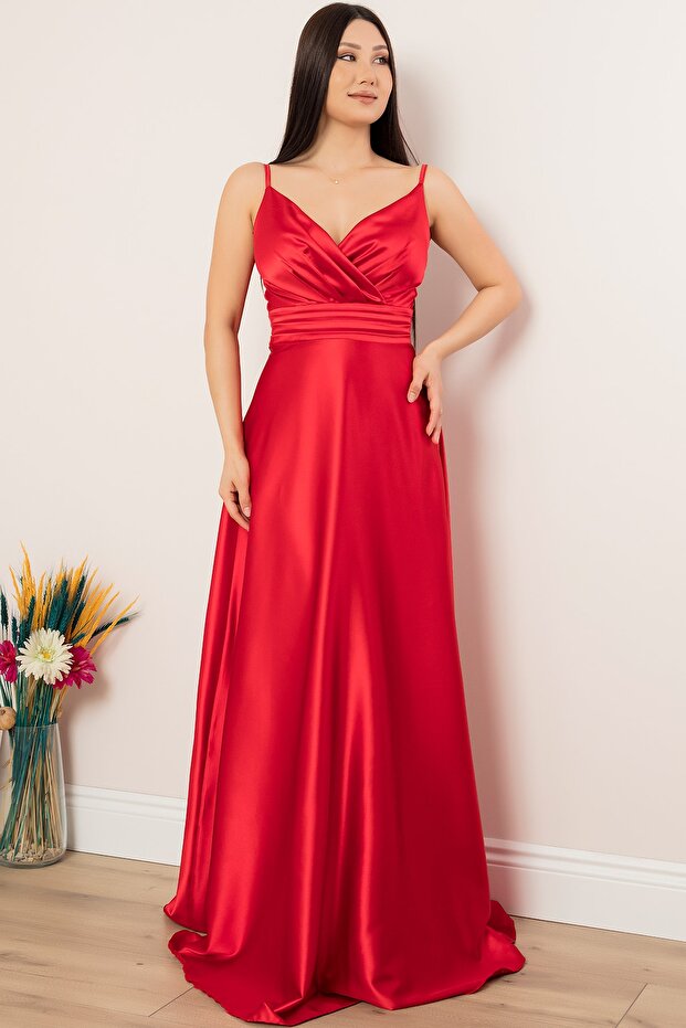 Saten Askılı Elbise 13384 - 4