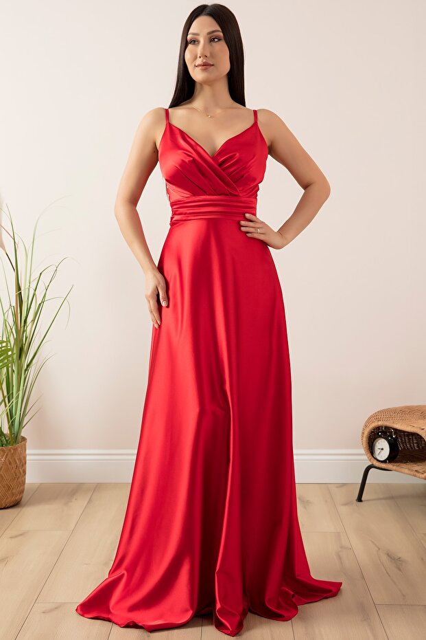 Saten Askılı Elbise 13384 - 6