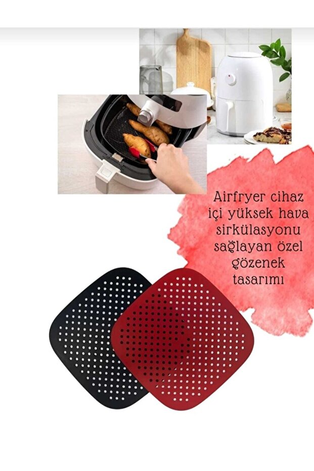حصيرة طهي سيليكون مربعة من Airfryer مقاس 23 سم 2 لون