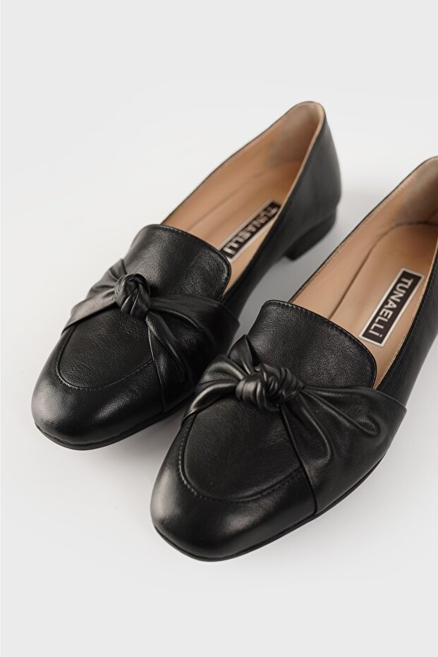 Women's Black Genuine Natural Leather Ballerinas, Size 36-41