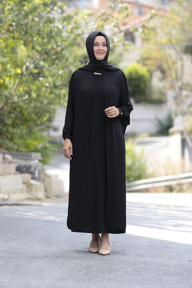 Piliseli Şifon Abiye Elbise - 1