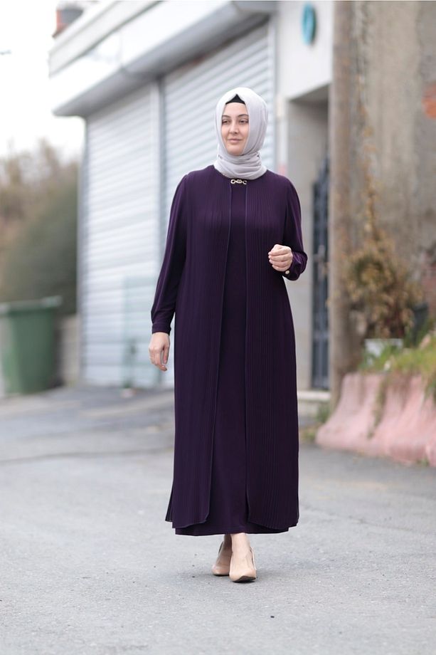 Piliseli Şifon Abiye Elbise - 3
