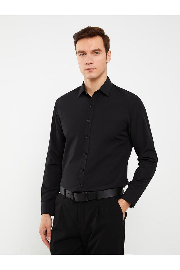Slim Fit Uzun Kollu Poplin Erkek Gömlek - 2