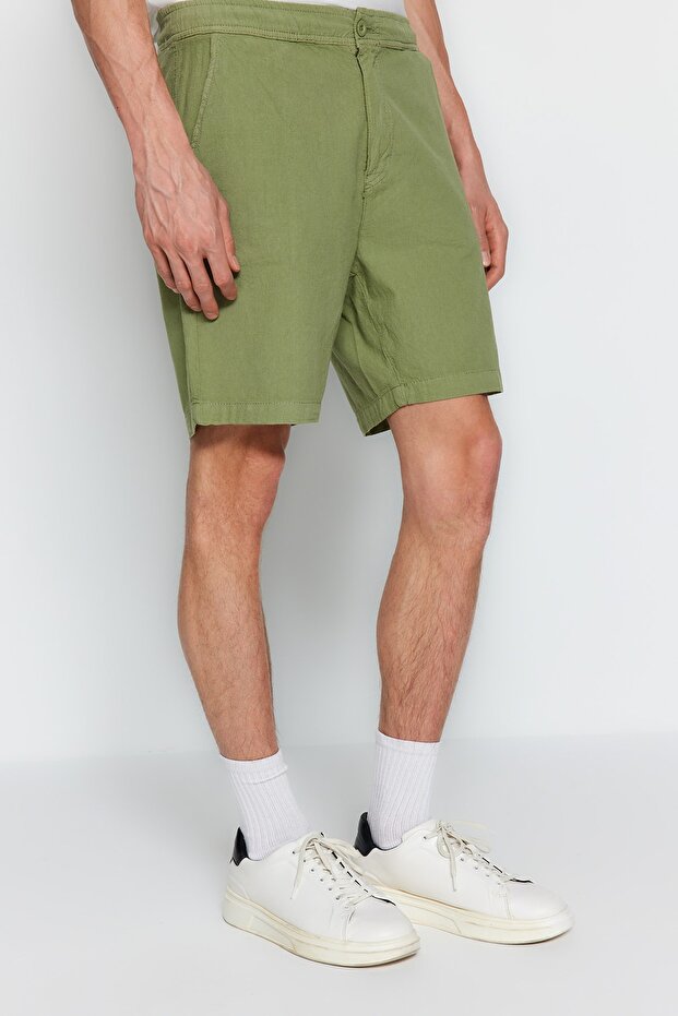 Haki Loose Fit Pamuklu Bağcıklı Şort TMNSS23SR00056 - 5