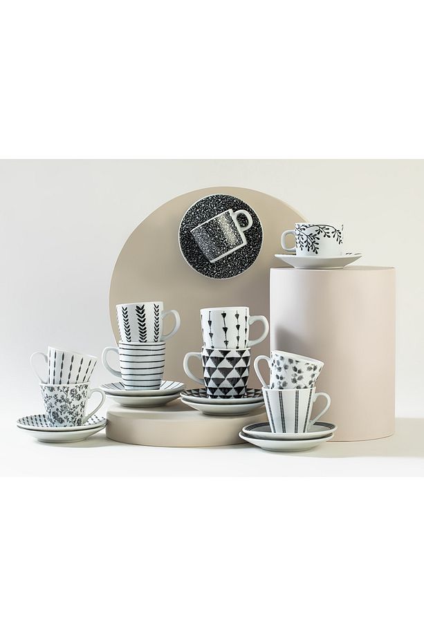 Rustic Dots Porselen 2'li Kahve Fincanı Takımı 80 Ml Siyah - 3