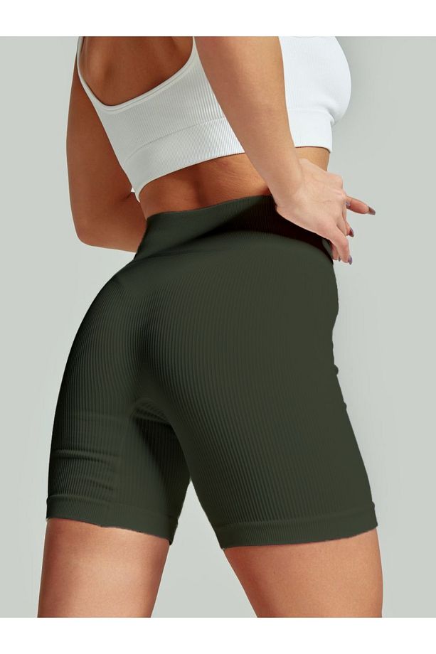 Dublin Model Fitilli Şort Biker Bisiklet Şort Seamless Model Şort Sporcu Şortu Buz Haki Renk - 5