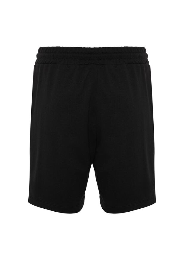 Siyah Regular/Normal Kesim Etiket Aplikeli Pamuklu Şort TMNSS23SR00079 - 14