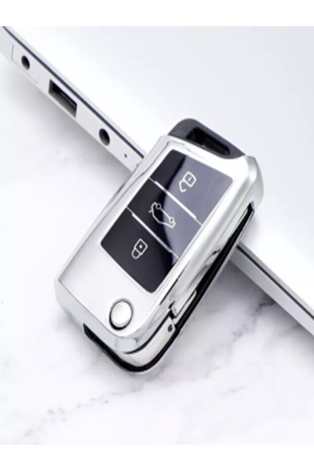 Volkswagen Golf Polo T-Cros T-Roc Taıgo Tıguen Caddy Tpu Key Case Shiny Silver