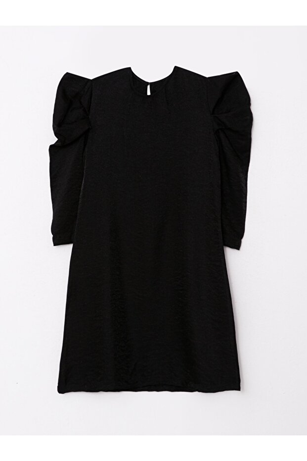 Crew Neck Basic Long Sleeve Girl's Dress