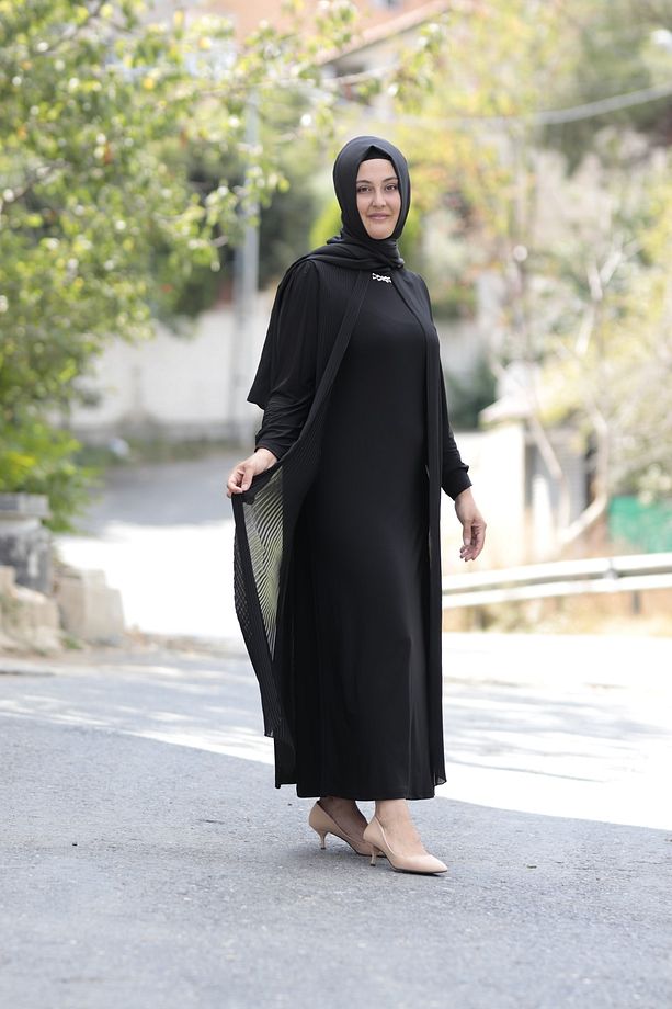 Piliseli Şifon Abiye Elbise - 4