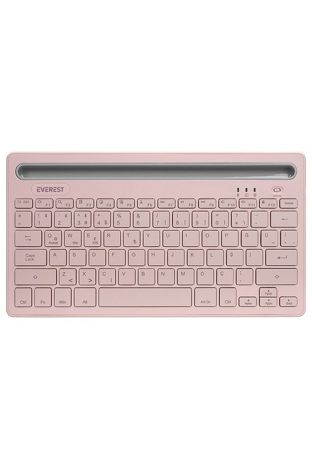 Kb-bt82 Pembe Bluetooth Ultra Ince Şarjlı Mac Win Android İos Uyumlu Tablet Standlı Kablosuz Klavye - 1