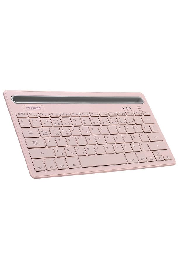 Kb-bt82 Pembe Bluetooth Ultra Ince Şarjlı Mac Win Android İos Uyumlu Tablet Standlı Kablosuz Klavye - 4
