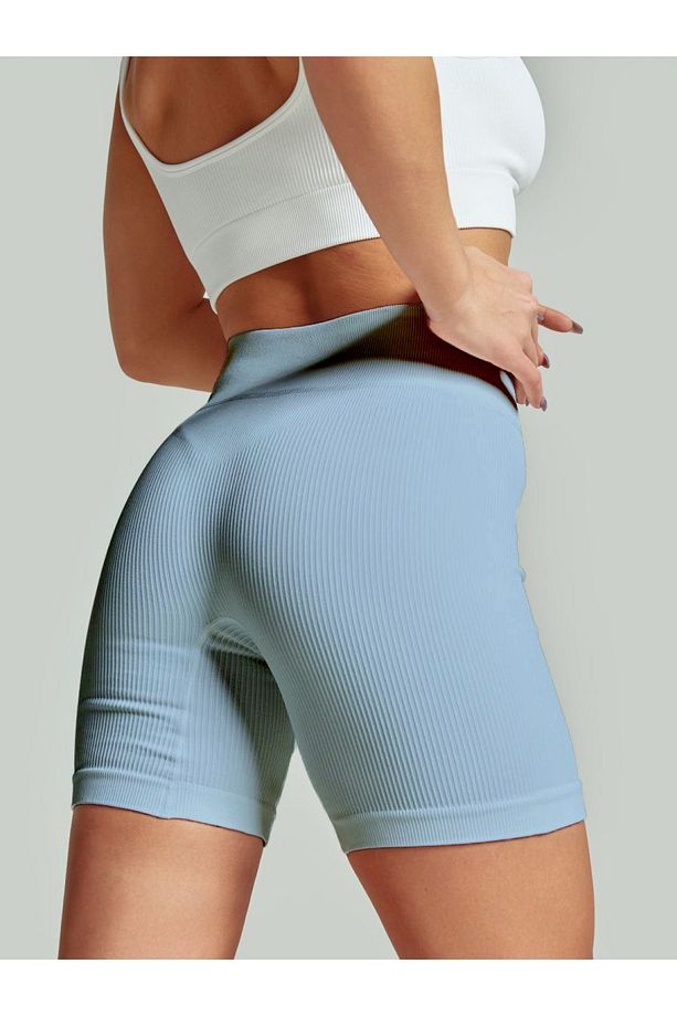 Dublin Model Fitilli Şort Biker Bisiklet Şort Seamless Model Şort Sporcu Şortu Buz Mavisi Renk - 5