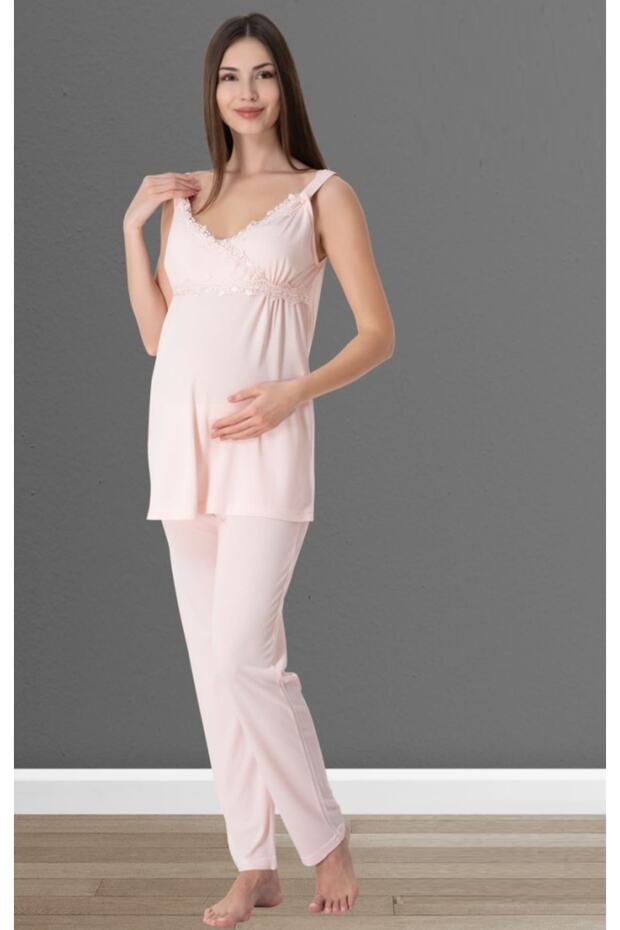 Powder Pregnant Postpartum Breastfeeding Featured Hanger Pajama Set 9032