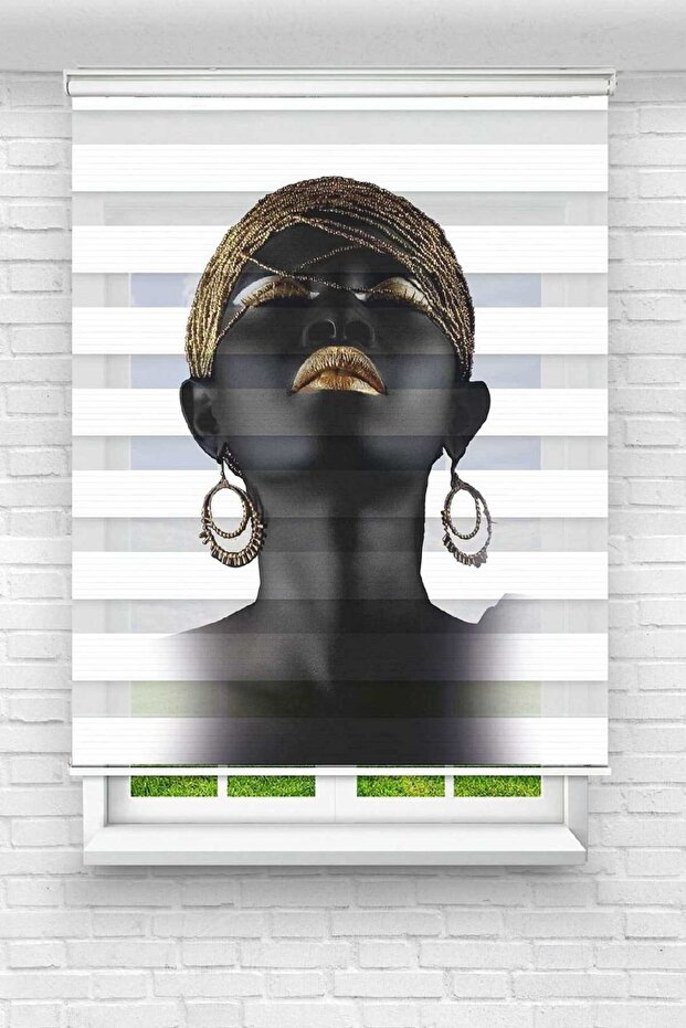 Afrikalı Kız Baskılı Perde Zebra Perde (en*boy) - 1