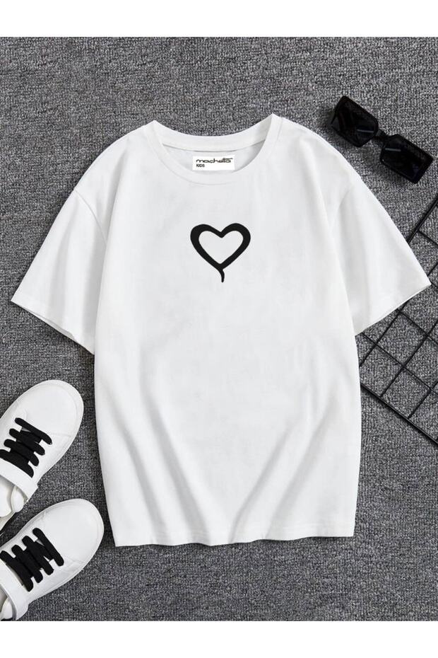 Little Heart Printed Oversize Children's T-shirt