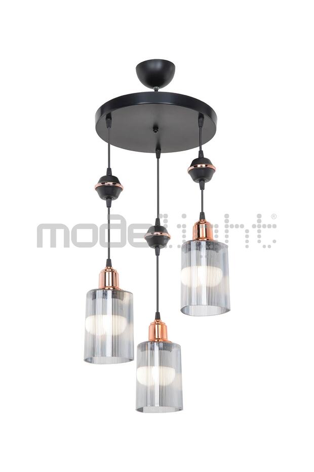 Akses Küre / Karo 3lü Optik Camlı Avize - 2