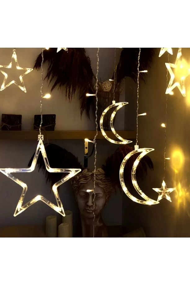 Ay Yıldız Perde Led 3.5 Metre 138 Led 8 Mod 12 Adet Kalın Fiş Üst Kalite - 3