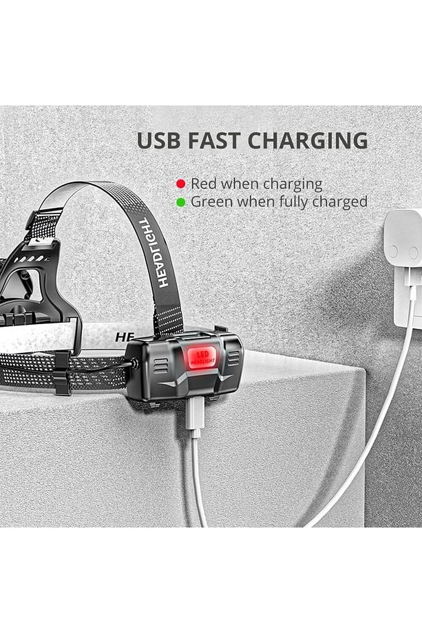 Ps-8002 Sensörlü Zoomlu Profesyonel 3000 Lümen Xhp50 Led Usb'li Şarjlı Kafa Lambası - 7
