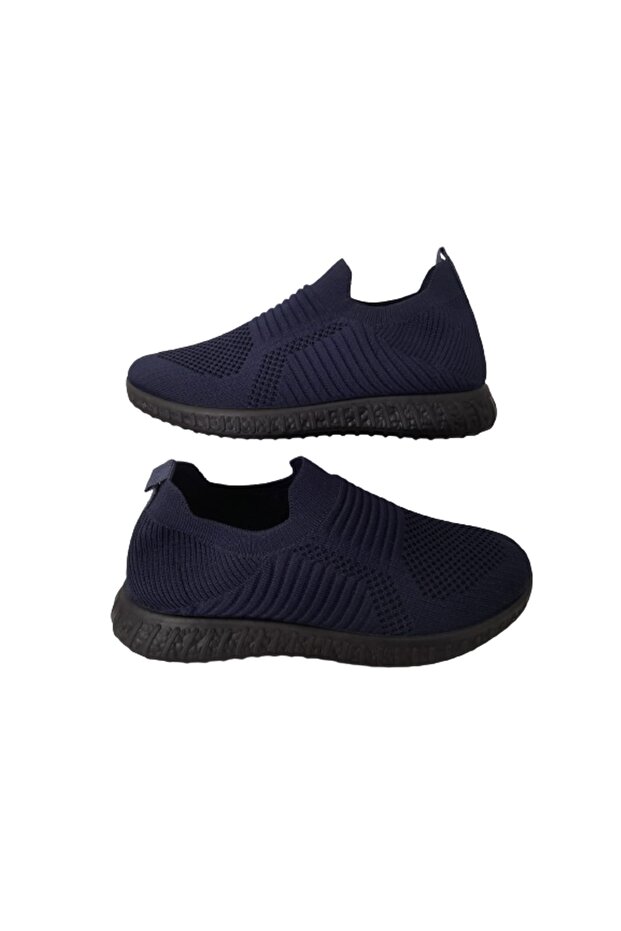 Navy Blue Knitwear Men's Casual Sneakers