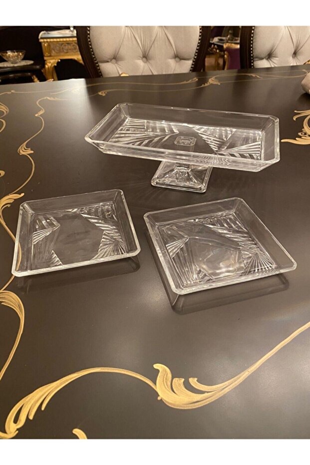 مجموعة أطباق تقديم مكونة من 3 قطع من مادلين كريستالين