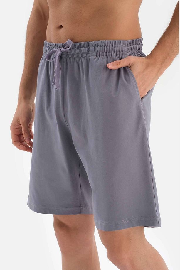 Ekru Oversize Bis Yaka Baskılı Şort Pijama Takımı - 5