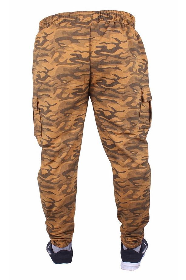 Büyük Beden Pastel Camouflage Likralı Erkek 2ip Eşofman Altı 23503 Hardal - 5