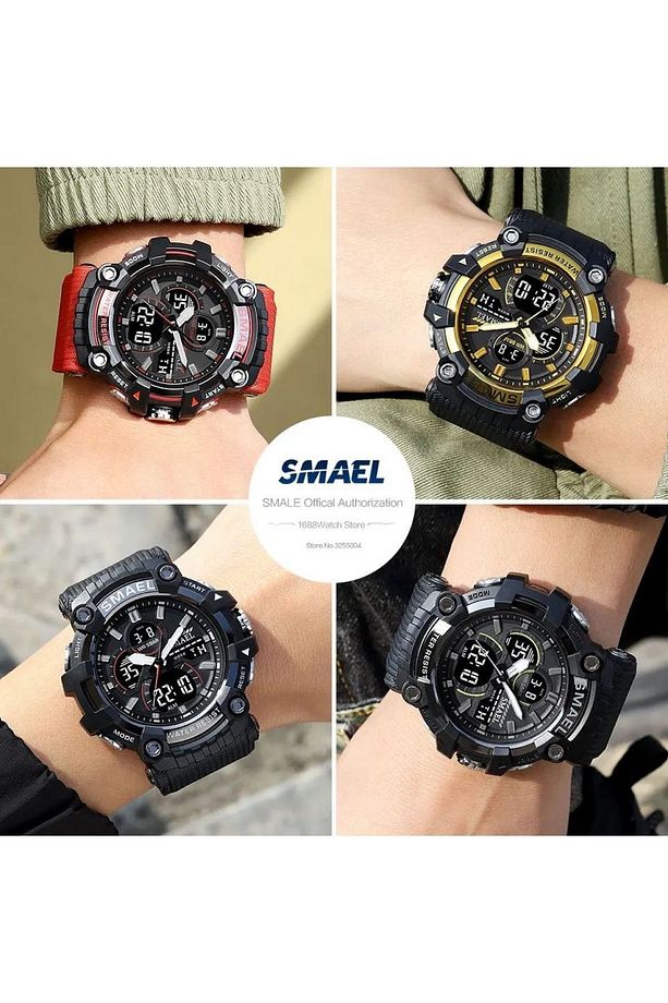 8079 Krmzı Dijital Ve Analog Erkek Kol Saati - 4