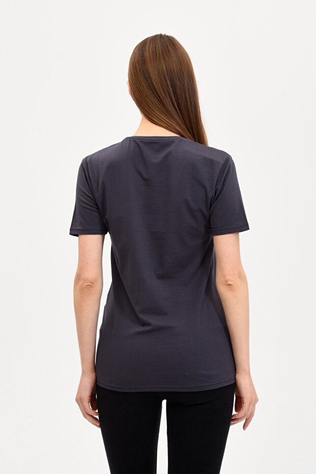 Smoke Colored Crew Neck Basic γυναικείο μπλουζάκι - 4