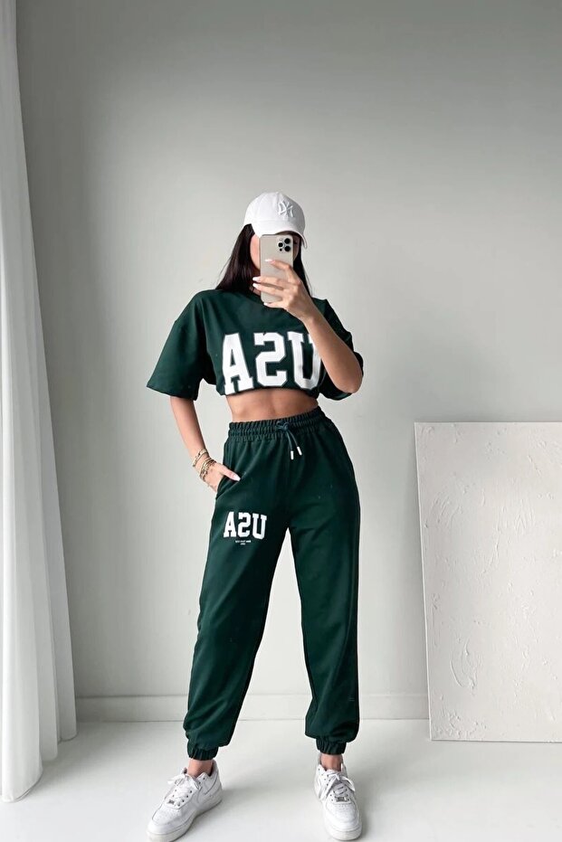 Plus Size USA New York City Printed Oversize Summer Top and Bottom Tracksuit Set