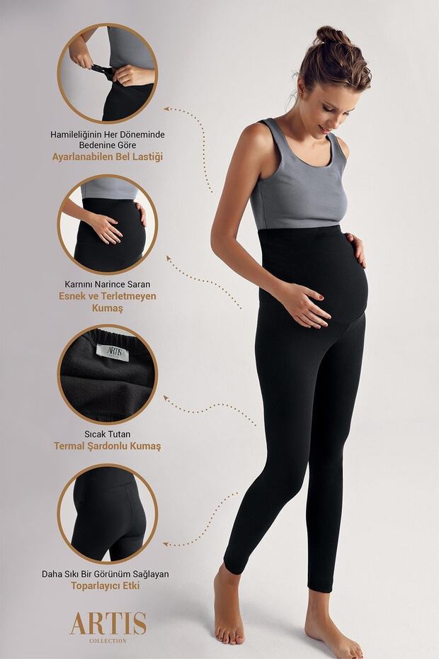 Corduroy Thermal Inside Raised, melegen tartó, állítható derékú kismama leggings F06 - 1