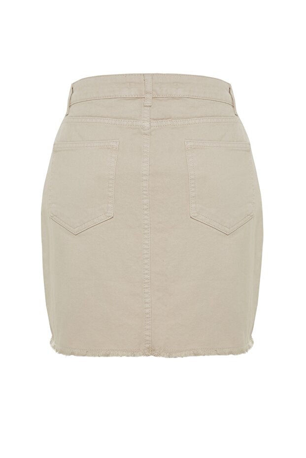 Ekru Yüksek Bel Mini Denim Etek TWOSS23ET00260 - 13