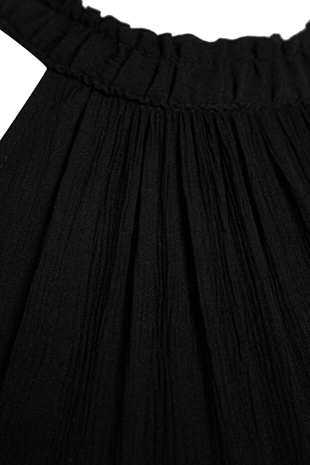 Siyah Halter Yaka Dokuma Elbise TBBSS23AH00207 - 7