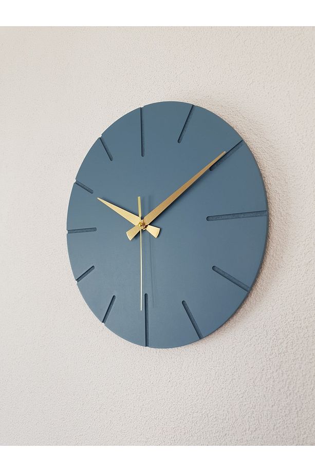 Kopya - Dekoratif Özel Tasarım Ahşap El Yapımı Duvar Saati 34 X 34 Cm Minimalist Grafiti Gri - 3