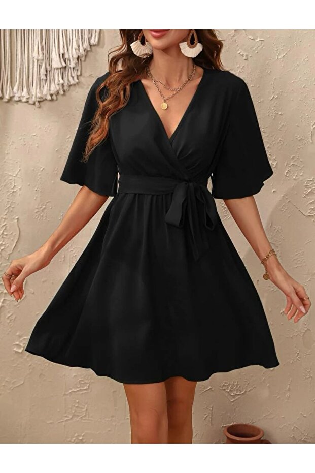 Kuşak Detaylı Aerobin Mini Yazlık Elbise - 2