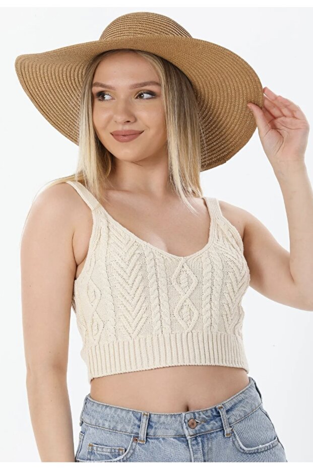 قبعة الشاطئ واسعة من القش - 4