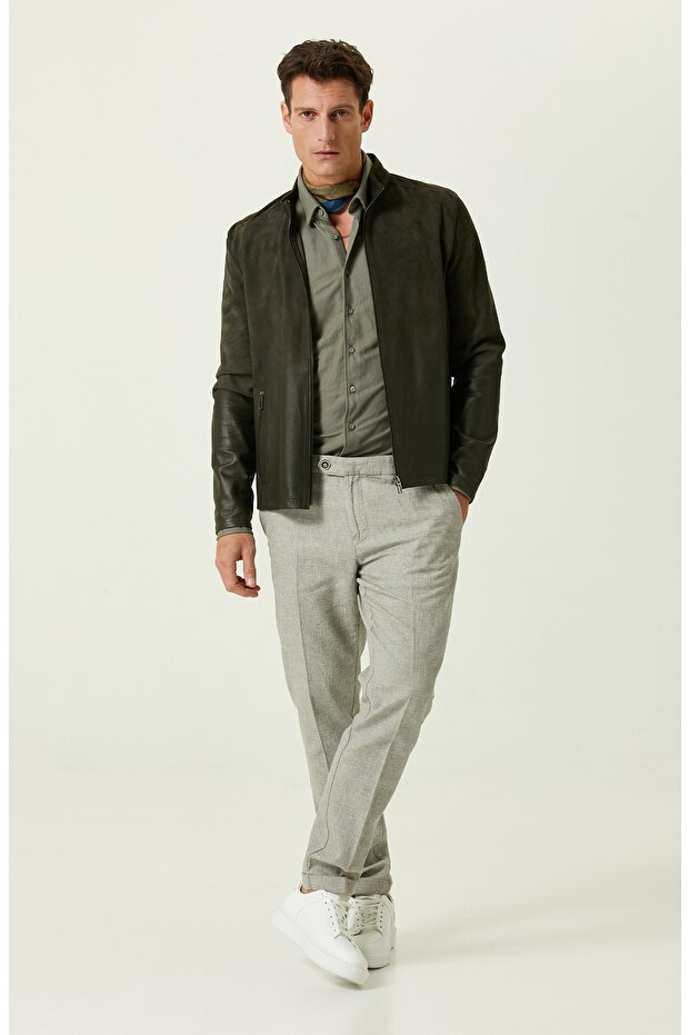 Haki Duble Paça Pantolon - 1