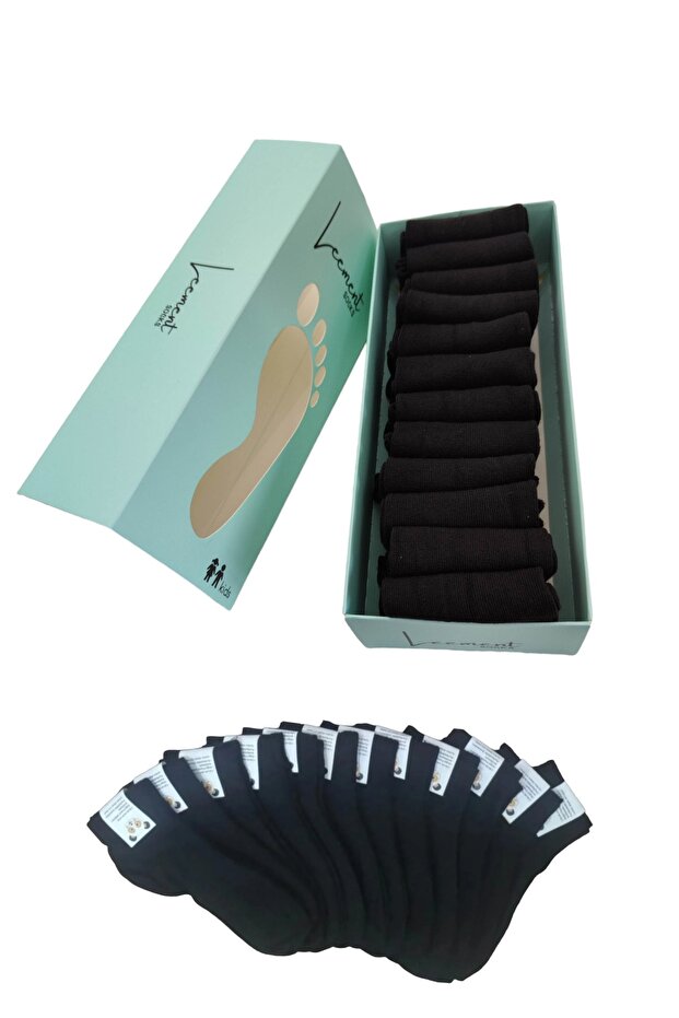 Children's 12 Pairs Cotton Summer Black Booties Socks