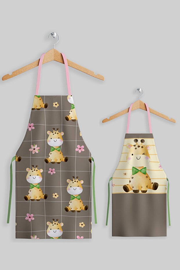 Ays Home Animal Mother and Child 2-Piece Kitchen Apron Set