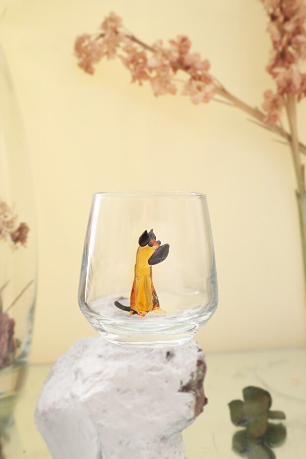 Dog Glass Figurine Coffee Side Water Glass - Single