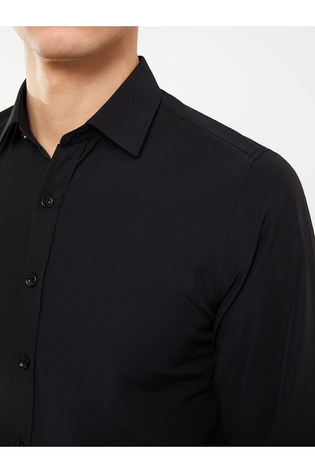 Slim Fit Uzun Kollu Poplin Erkek Gömlek - 4