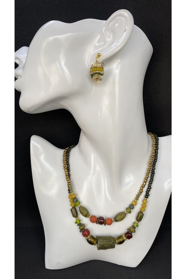 Handmade Ethnic Indian Glass Women's Necklace Earring Set
