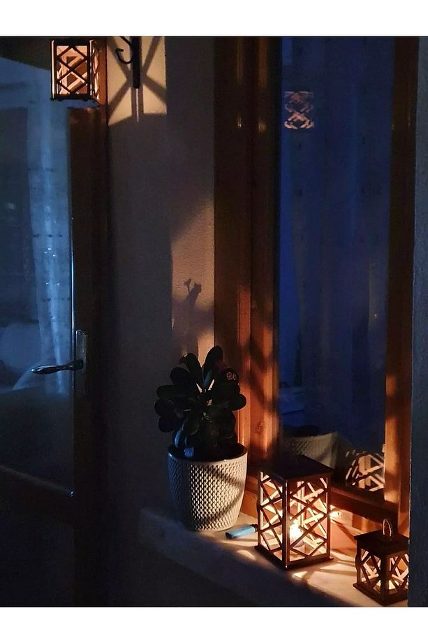 3'lü Mini Ahşap Dekoratif Süs Fener Seti - 5