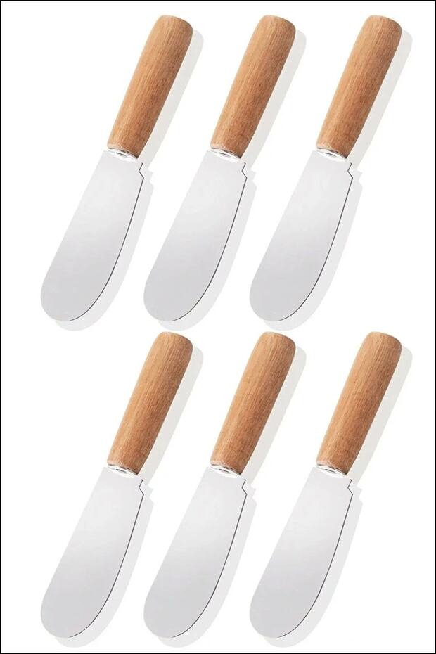 6'lı Ahşap Saplı Mini Reçel Ve Tereyağı Bıçağı Ahşap Saplı Spatula Seti Nutella Kahvaltı Bıçağı - 2