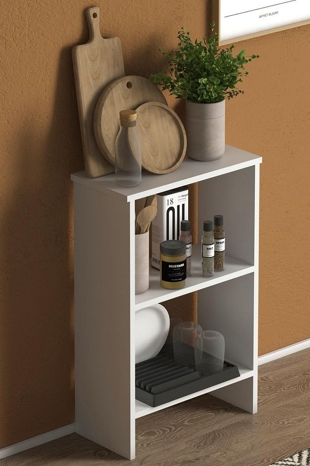 Flora Midi Mutfak Banyo Dolabı Rafı Çok Amaçlı Organizer Raflar Ahşap Raflı - 1