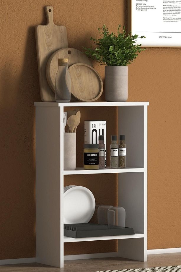 Flora Midi Mutfak Banyo Dolabı Rafı Çok Amaçlı Organizer Raflar Ahşap Raflı - 3