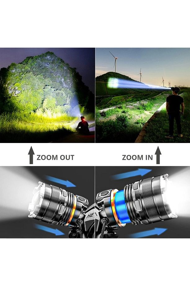 Ps-8002 Sensörlü Zoomlu Profesyonel 3000 Lümen Xhp50 Led Usb'li Şarjlı Kafa Lambası - 5