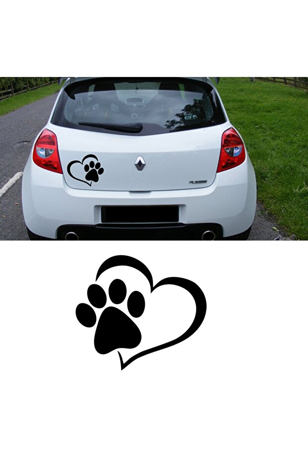 20 X 18 Cm Heart And Paw Car Sticker