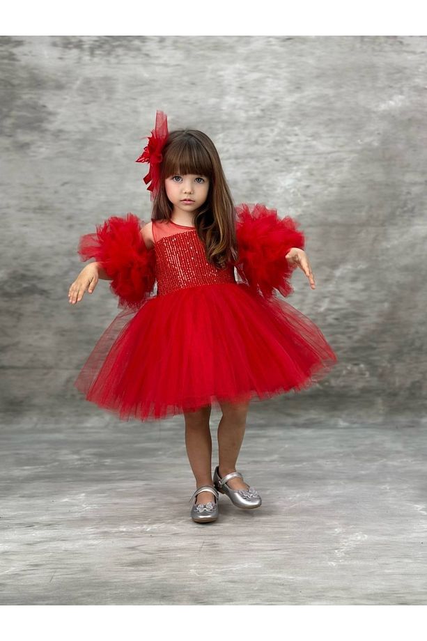 Pullu Balon Model Kız Çocuk Elbisesi - 3