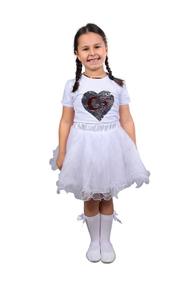 Girl's 23 April Double T-Shirt Skirt Suit Performance Outfit Graduation 29 October 10 November 05632